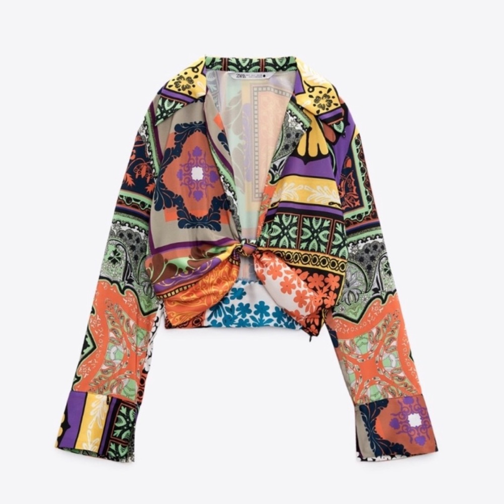 Zara printed crop blouse - never worn - Picture 2 of 7